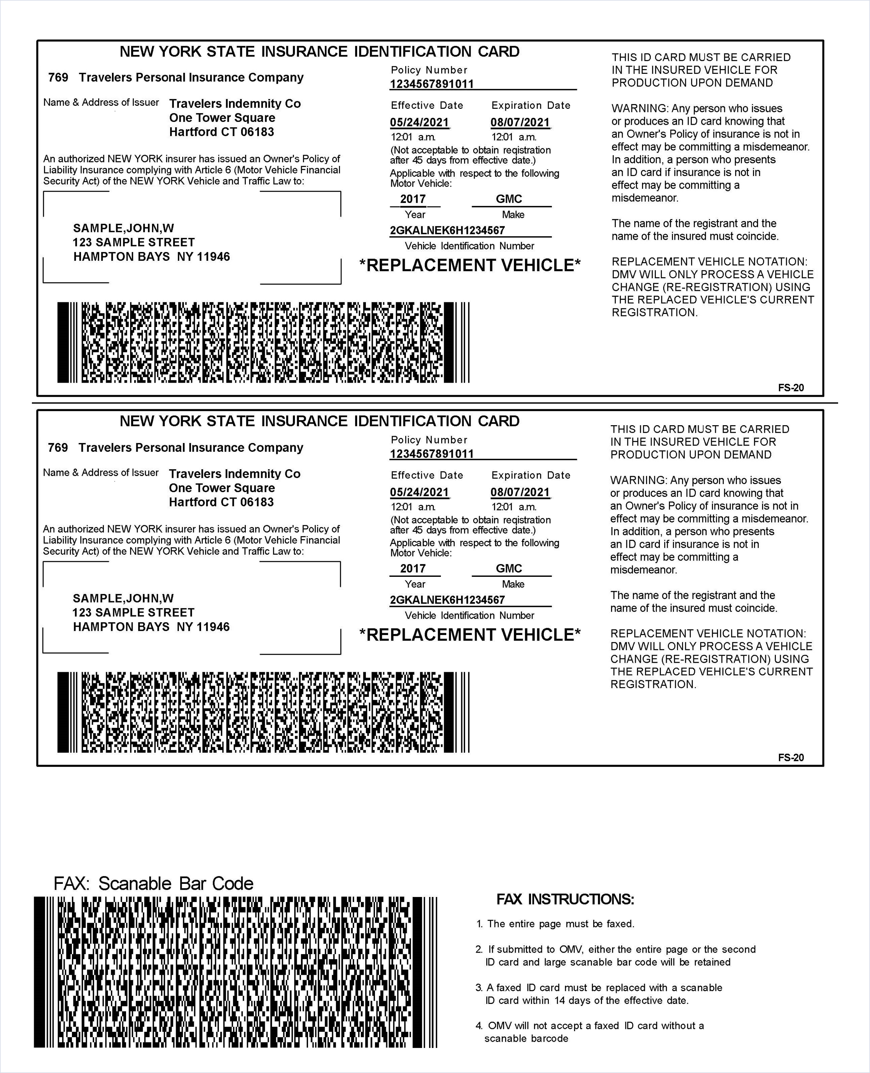 New York Auto Insurance Id Cards